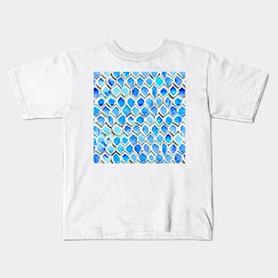 Blue tile pattern Kids T-Shirt